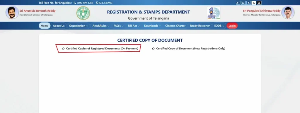 Certified Copies of Registered Documents (On Payment)