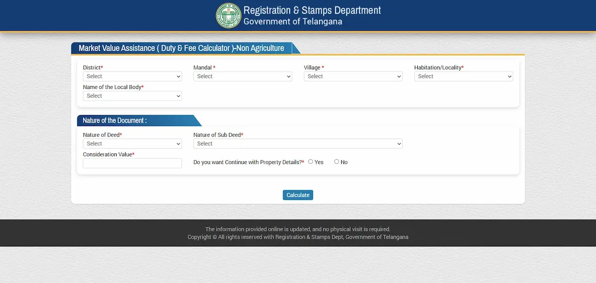 IGRS Telangana Duty Calculator Step-by-Step 2026